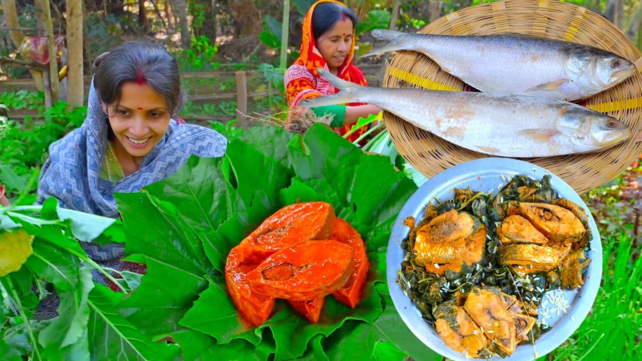 লাউপাতায় পদ্মার ইলিশ মাছ ভাপা সঙ্গে বাগানের তাজা ফুলকপি ভাপা রান্না | Ilish vapa & Gobi recipe
