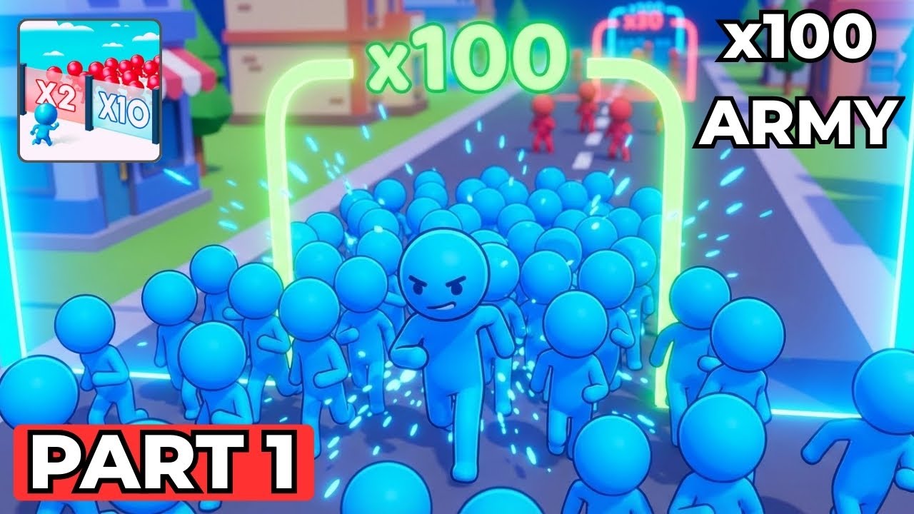 Mob Control Gameplay Part 1 &ndash; HUGE ARMY Strategy (x100 Multiplier) | Satisfying (Android/iOS)
