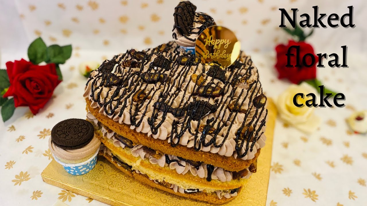 ✨Naked floral cake | Dry fruits വച്ചിട്ടുള്ളൊരു അടിപൊളി കേക്ക് | vanilla choco dry fruit cake…