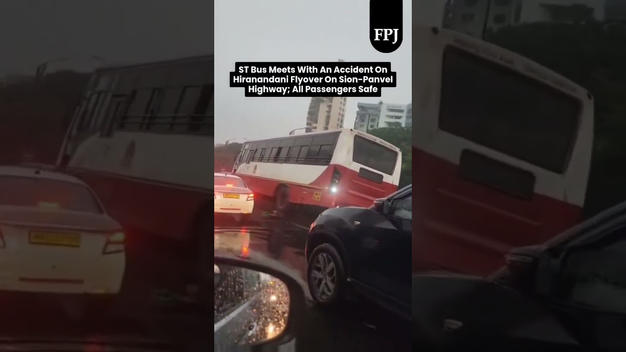 ST Bus Accident on Hiranandani Flyover, Sion-Panvel Highway | All Passengers Safe | Mumbai News