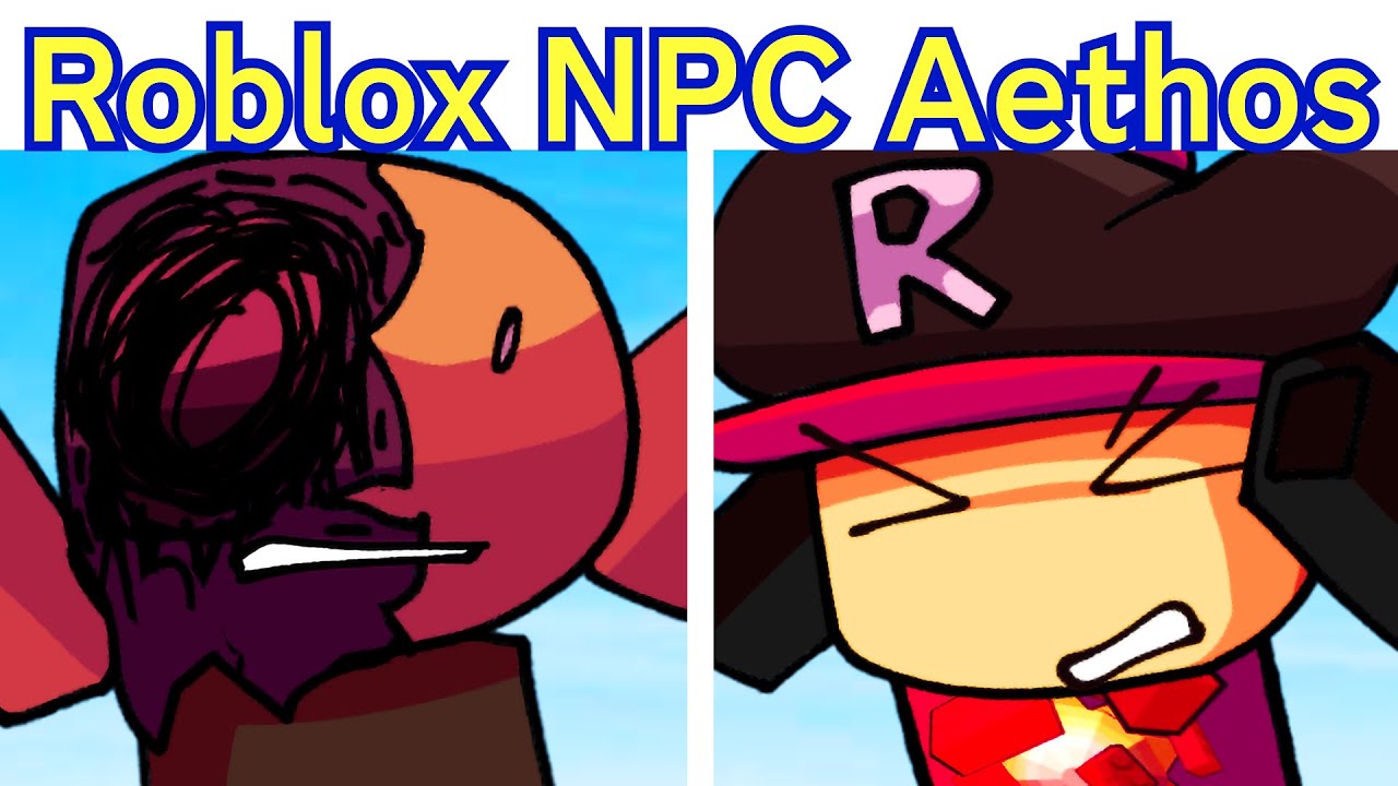 FNF ROBLOX NPC'S AETHOS (NPCs are becoming sinister!) All Endings + Lyrics Cutscene