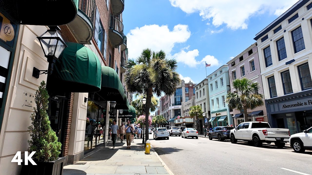 Charleston, South Carolina, Historic Downtown 4K Walk, ASMR Sounds