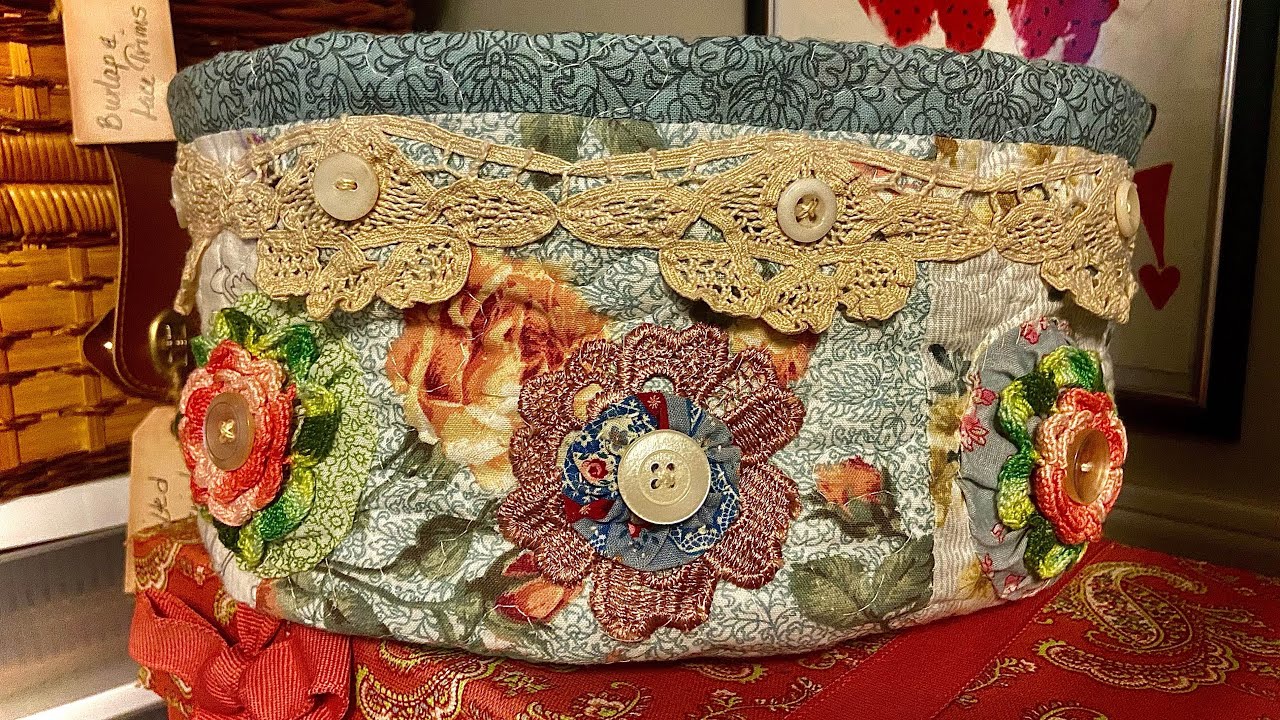 Slow-Stitched Fabric Vessel/Basket (Part 1) #slowstitching #fabricbasket #storagesolutions #sewing🧵🪡