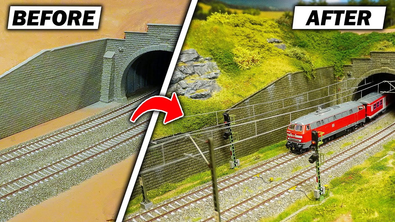 Impressive transformation of an H0 model railroad tunnel entrance 🌳🛤️| Building report episode 28