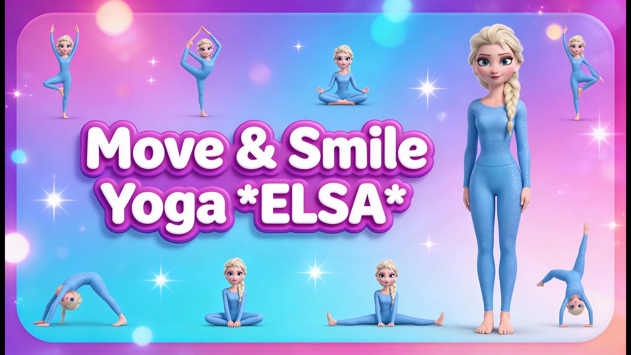 Move & Smile Yoga with Elsa ❄ 😁🎉 | Joyful Kids Flow with Kpop music yoga 🎧 #FunYoga #SmileMore