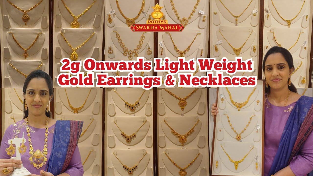 2g Light Weight Gold Earrings & Necklaces| Traditional & trendy Turkey designs | Pothys Swarnamahal