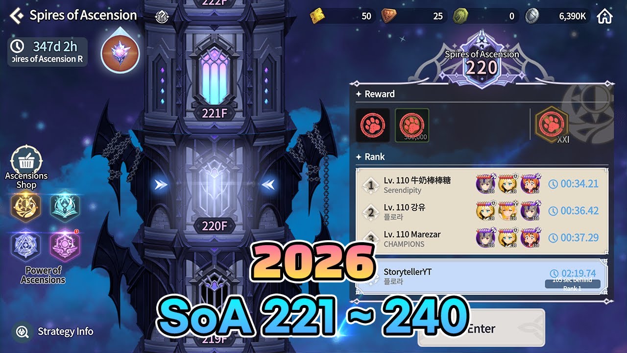 SoA Spires of Ascension 221F ~ 240F in 2026 [Summoners War Chronicles]