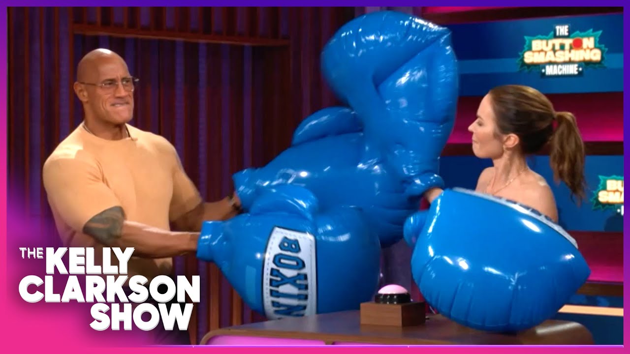 Dwayne Johnson & Emily Blunt Hilariously Battle With Giant Boxing Gloves!