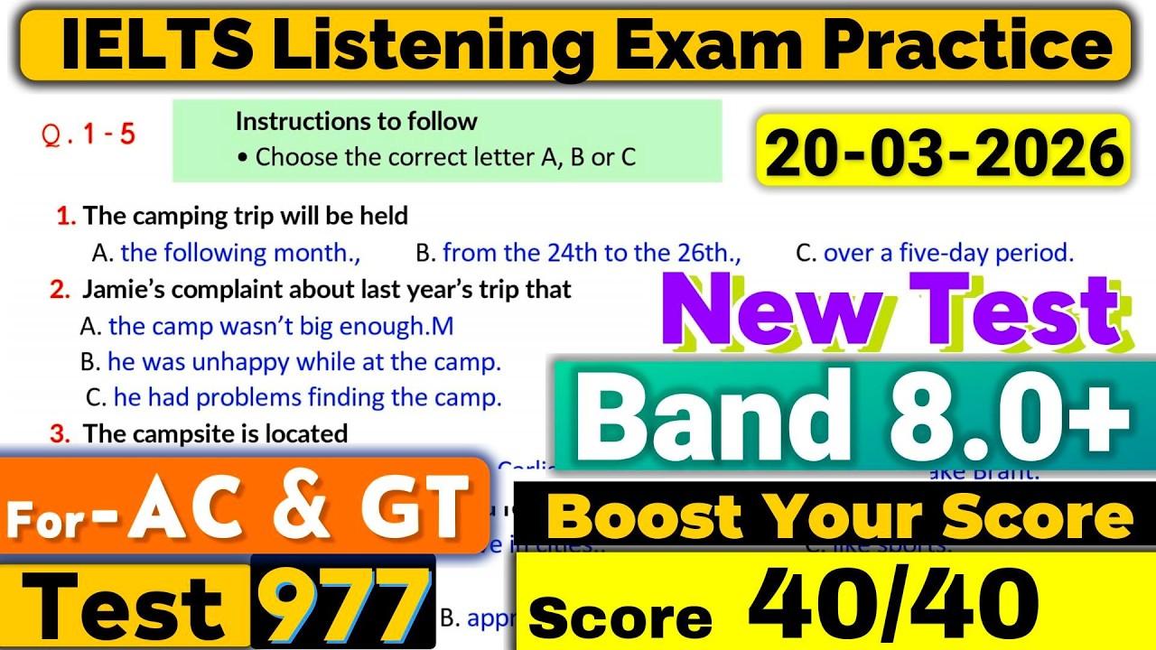 IELTS Listening Practice Test 2026 with Answers | Recent Exam - 20.03.2026