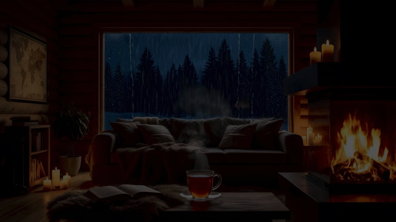 Ultimate Sleep 🌧️🔥 Crackling Fireplace & Heavy Rain in a Cozy Cabin