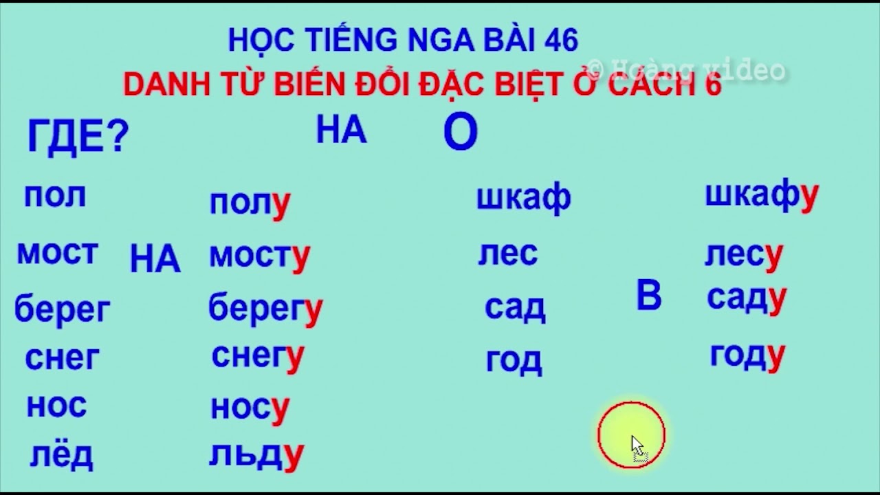 Bài 46   Danh từ biến đổi đặc biệt trong cách 6 Tiếng Nga   Học tiếng Nga cơ bản    Học ngữ pháp t