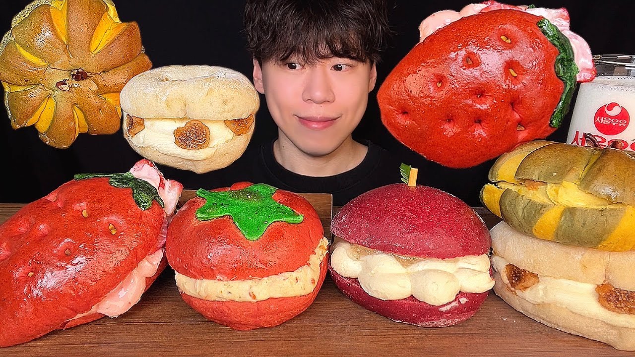 SUB) Корейский десертный бейгл и сливочный сыр мукбанг асмр