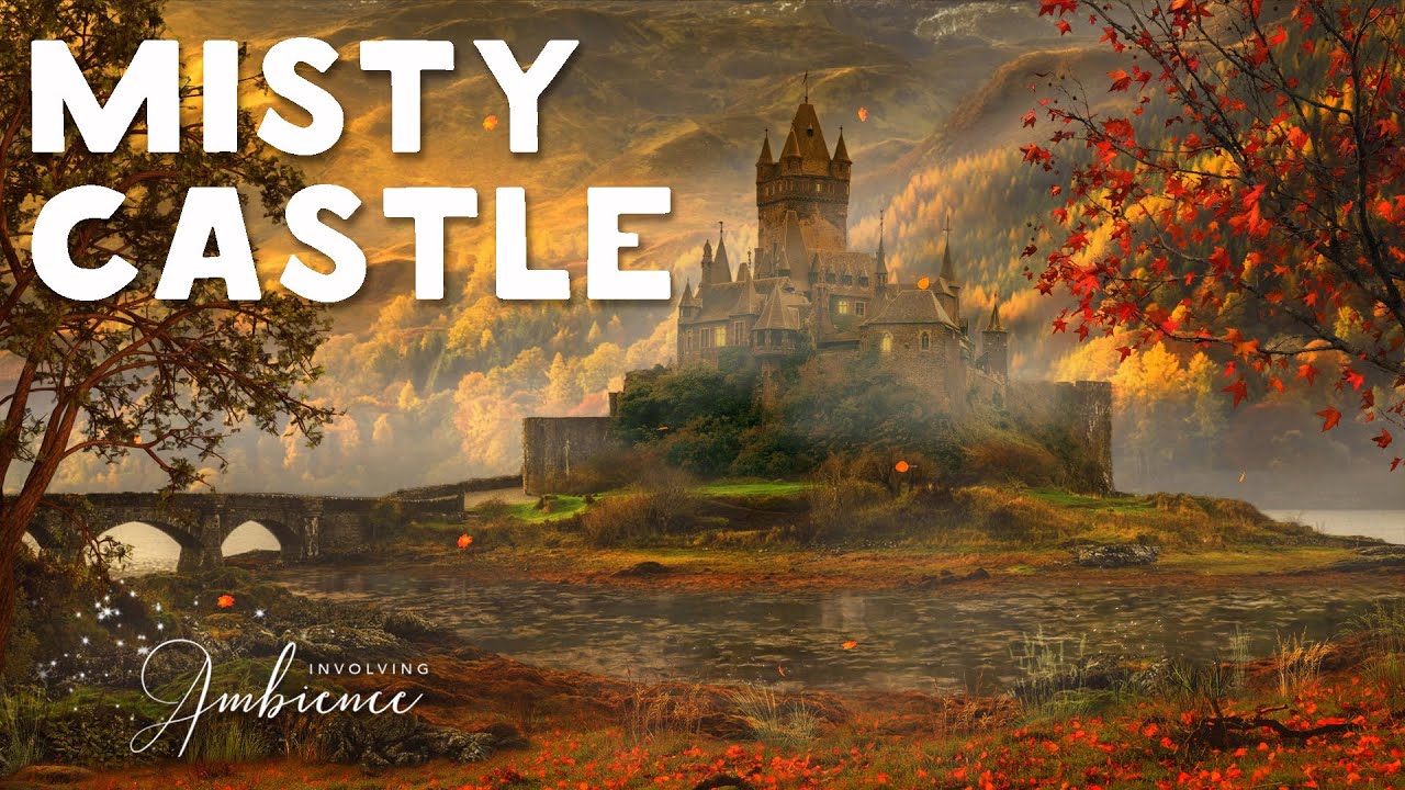 🏰 Misty Autumn Castle ASMR Ambience | With Relaxing River Sound, Horses and Walk