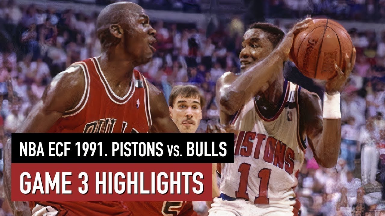 Throwback NBA ECF 1991. Detroit Pistons vs Chicago Bulls Game 3 Highlights HD. Jordan 33 pts