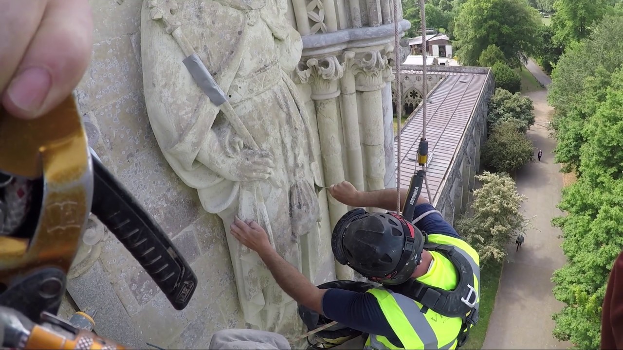 Conservators Abseil Down West Front June 2019