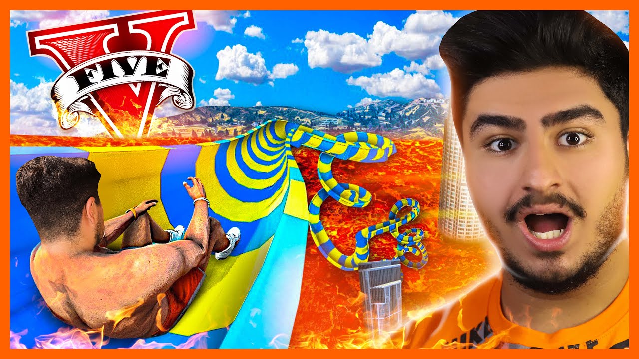 کل دریا جی تی ای مواد مذاب شده بود🔥😱سرسره آتیشی رفتم