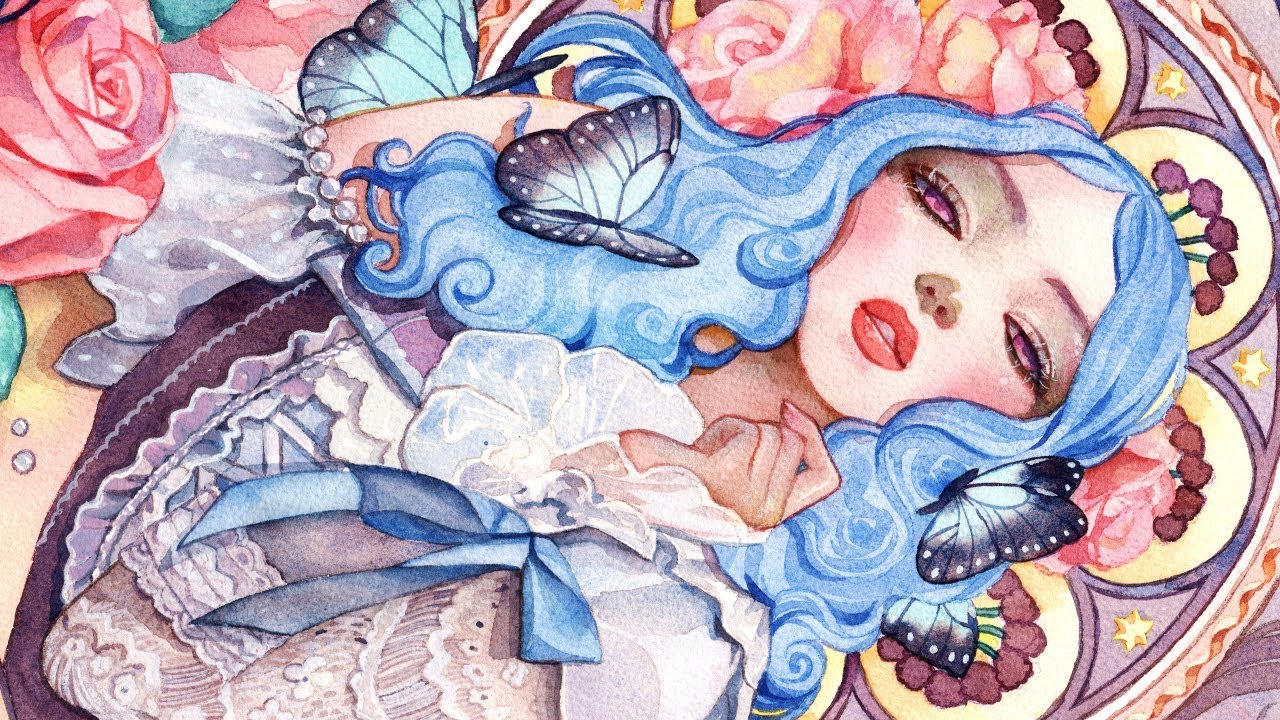 Art Nouveau Inspired Watercolor Painting