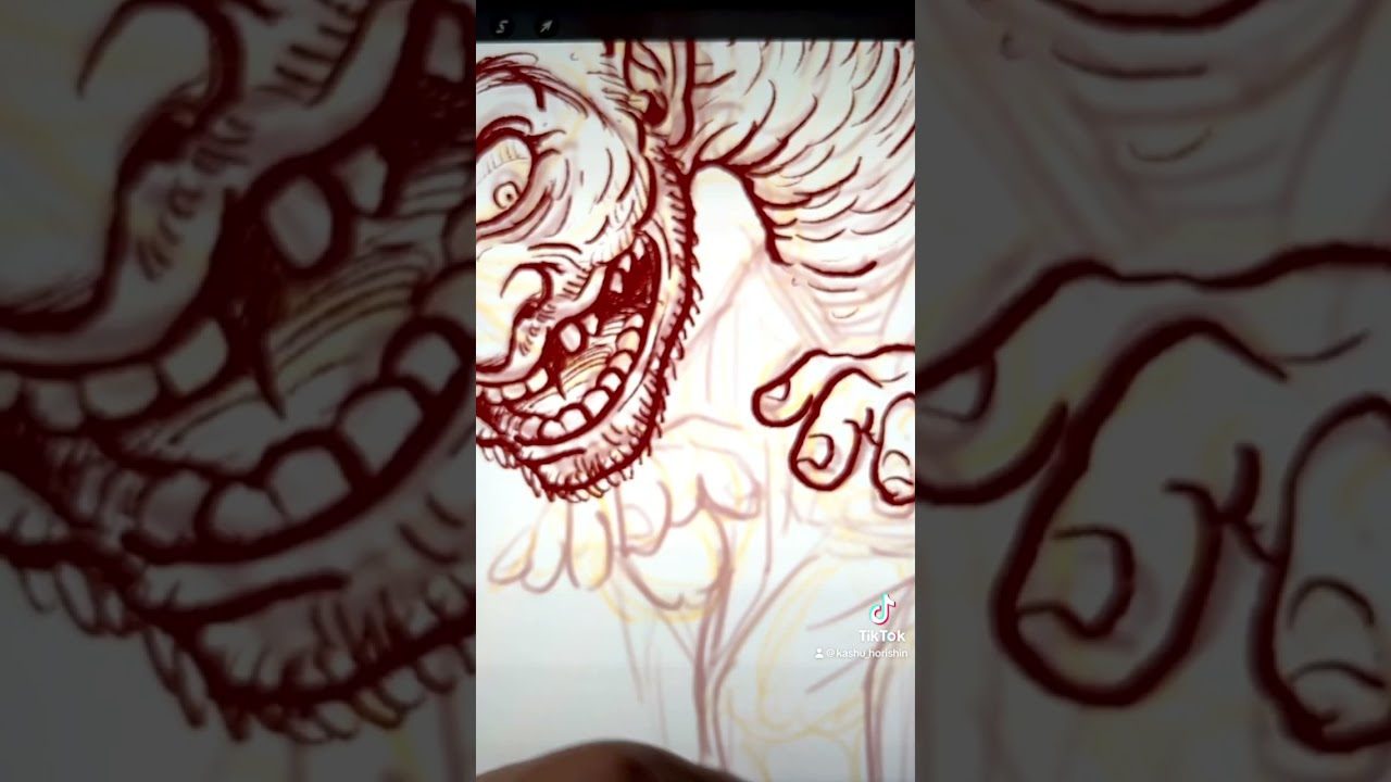 #1sketchaday part 43: Mikoshi-NudŌ | 一日一描き第四十三弾：見越し入道 |#shorts #artshorts #sketch #yokai #procreate