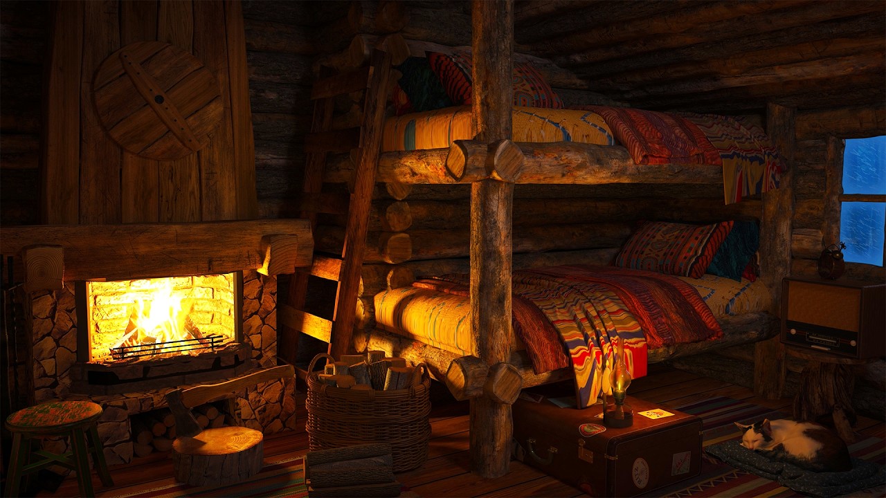 Расслабляющая метель в уютной зимней избе / Крепкий сон, засыпание, от бессонницы, спать лучше