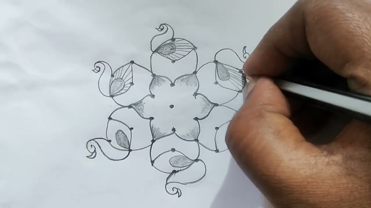 Simple Kolam designs 🌻l7*4 Dots Easy Muggulu Design l Easy Kolam Design for Beginners Rangoli 🌻l