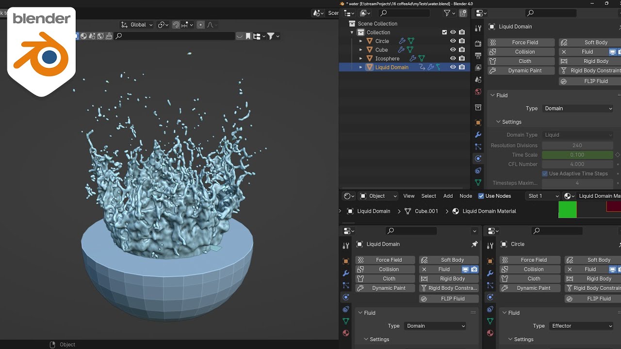 Creating Realistic Water Splash in Blender - Fluid Simulation #blender #hindi