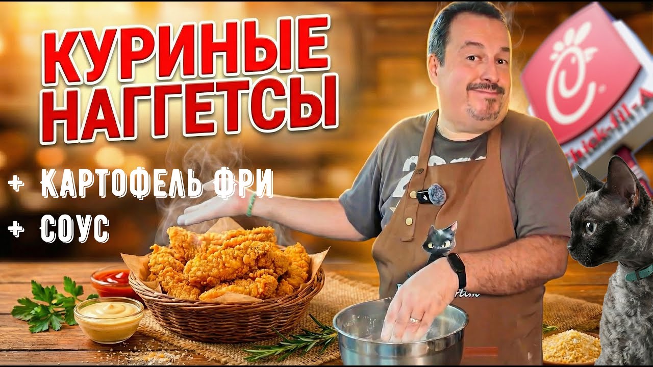 Куриные наггетсы, картофель-фри и соус. Пробуем повторить еду из популярного фастфуда.