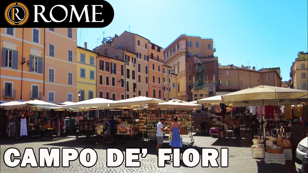 ● Кампо деи Фьори ● Пешеходная экскурсия по Риму 4K ● Италия 🇮🇹 ●