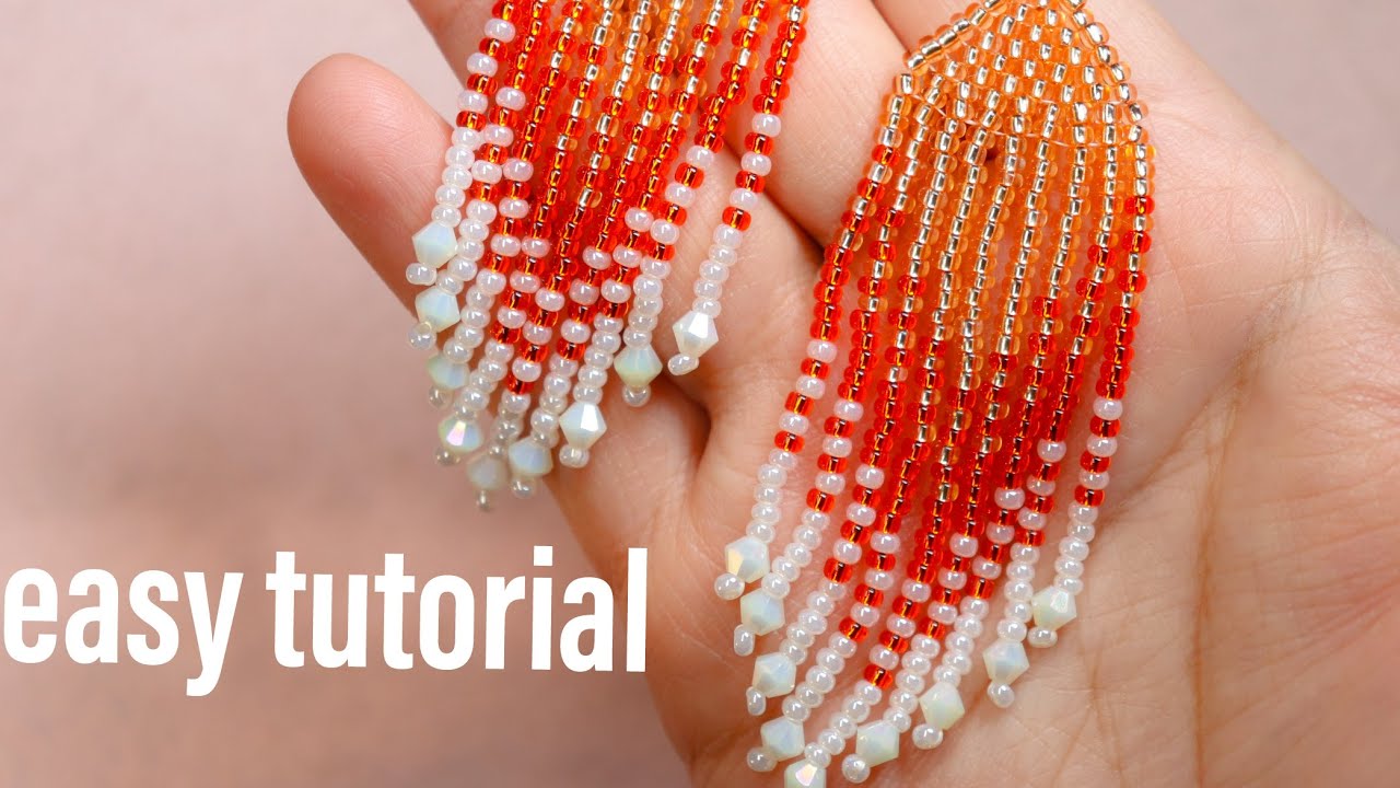 گوشواره  منجوقی مدل امریکایی Beaded Earring  American style very easy tutorial