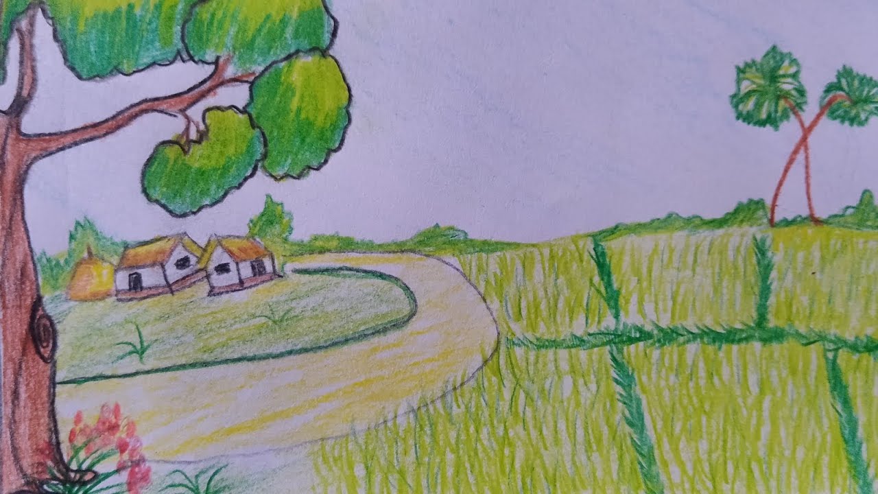 How to draw a late Autumn scenery step by step drawing Art video (very easy)