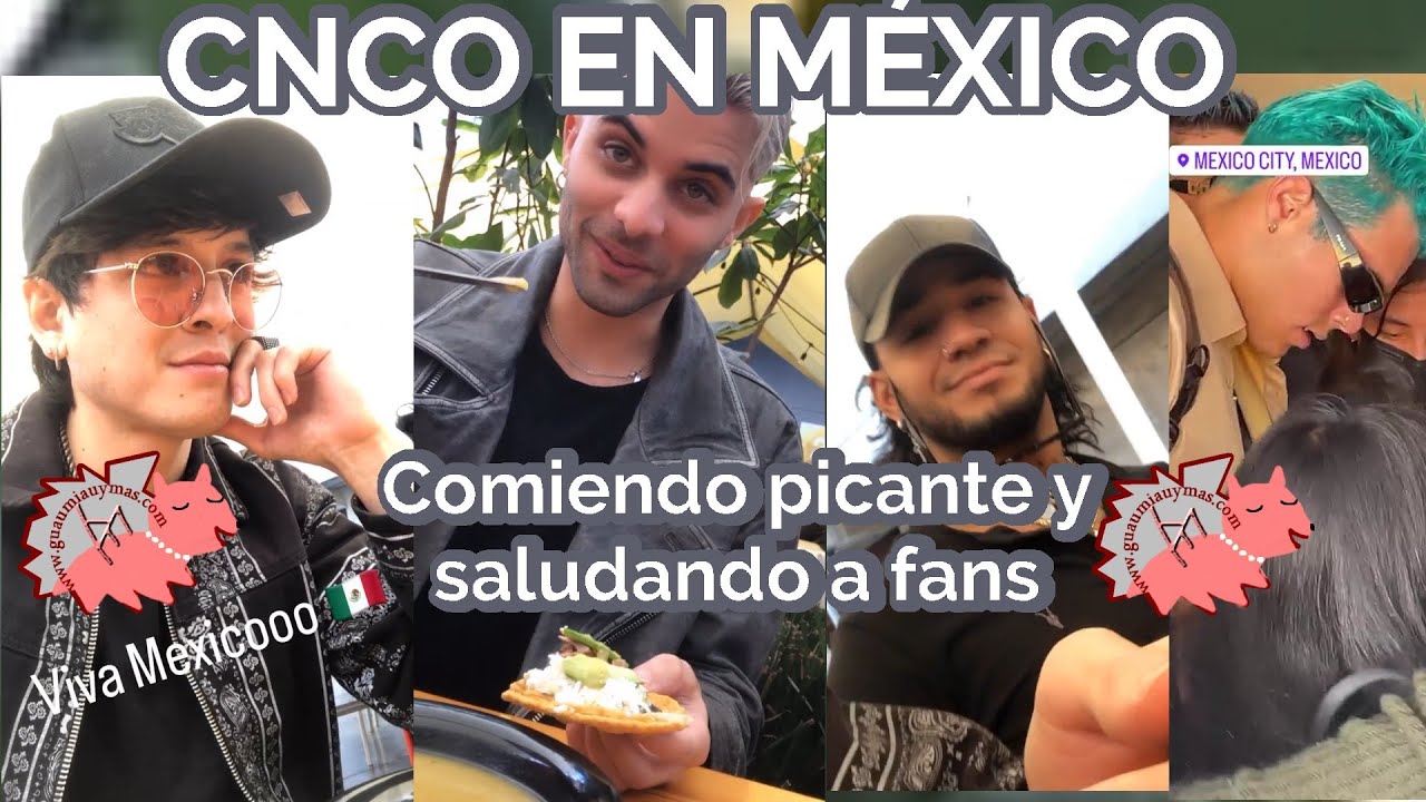 CNCO tomando comida picante en México SALSA CHALLENGE y saludando a fans #Cnco #México #Picante #MX