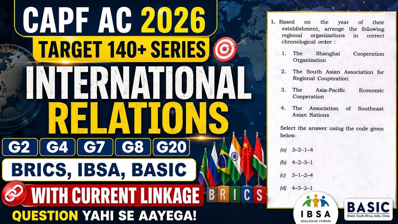 CAPF AC 2026 Paper 1 Target 140+ Series | International Groupings | CAPF AC Paper 1 Free Classes