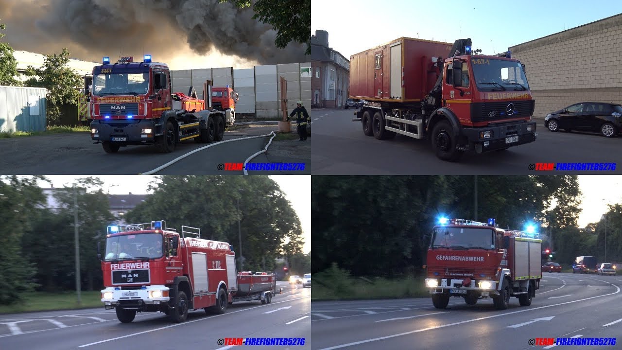 [Massive Rauchentwicklung] Einsatzfahrten zum Großbrand im Hanauer Hafen