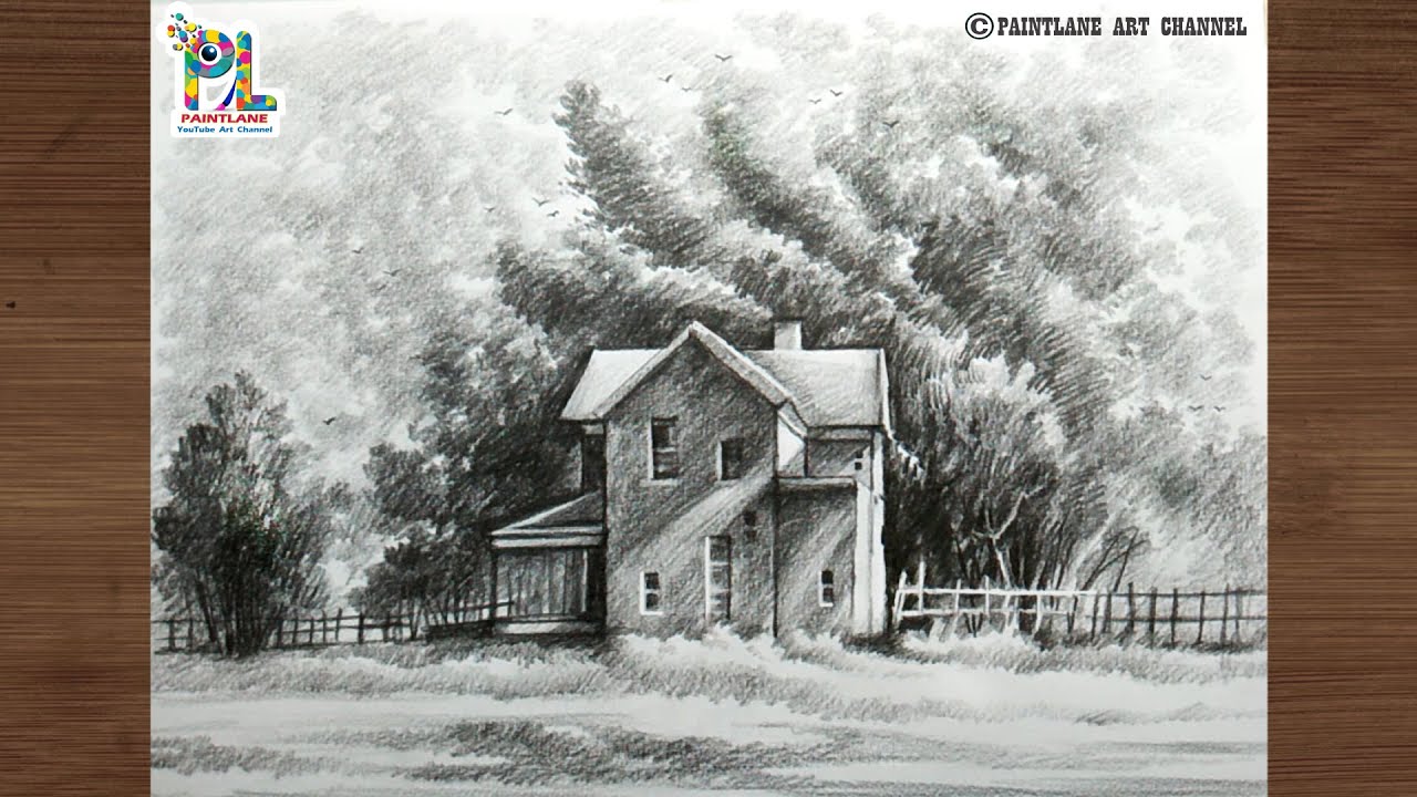 How to Draw Old House in the Scenery Art Step by Step Pencil Art Tutorial || Landscape Art