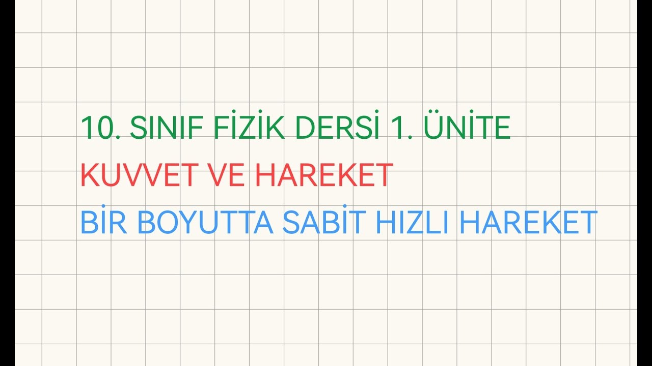 10. Sınıf Fizik + KUVVET VE HAREKET + BİR BOYUTTA SABİT HIZLI HAREKET + KONUM ZAMAN, HIZ ZAMAN