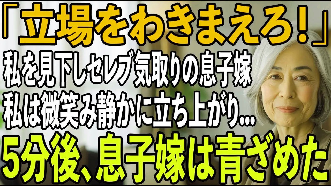 「おい家政婦！セレブの友達家に呼んだからもてなしなさい」私を見下しセレブ気取りの息子嫁。私は静かに微笑んだ→5分後、私の”正体”を知った息子嫁は顔面蒼白に【シニアライフ】【60代以上の