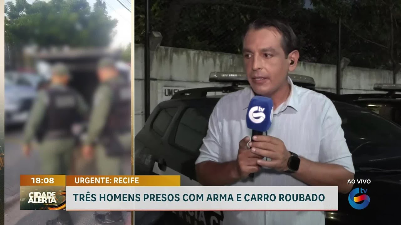 No Recife, três homens são presos com arma e carro roubado