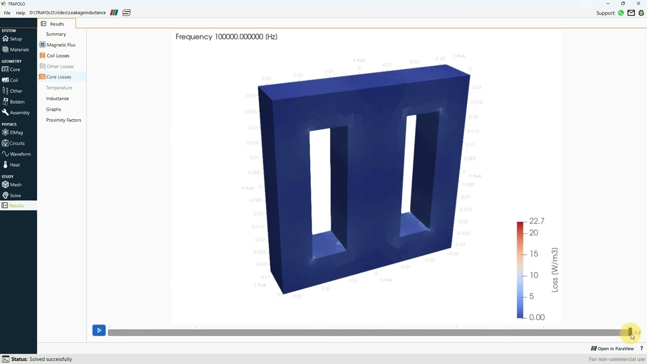 Transformer leakage inductance calculation in TRAFOLO
