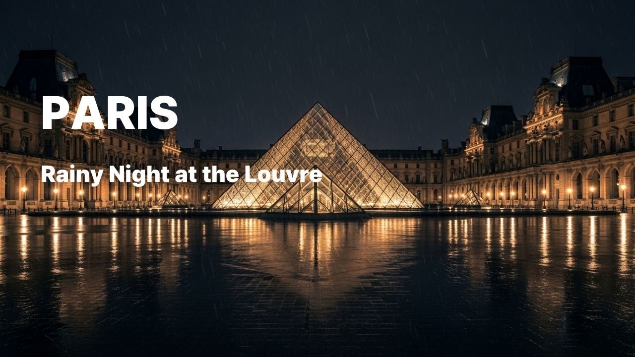 Rainy Night at the Louvre, Paris 🌙 Lluvia en el Louvre | 루브르 박물관 빗소리 ASMR