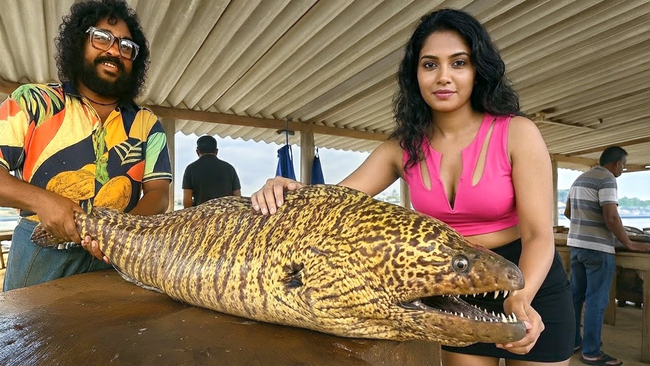 Giant Tiger Moray Eel Fish Cutting Skills | Hidden Seaside Market