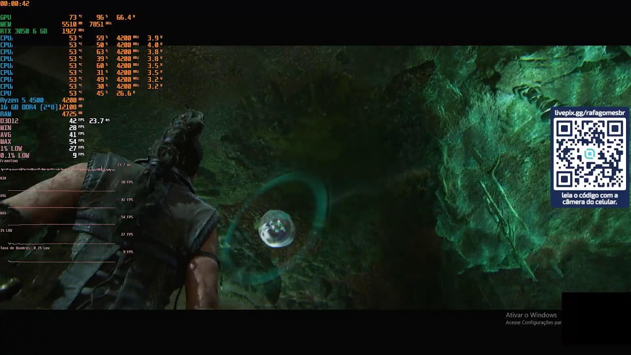 Hellblade II - 1080p (DLSS Q.) - Medium - RTX 3050 6 GB OC + R5 4500 (16 GB)