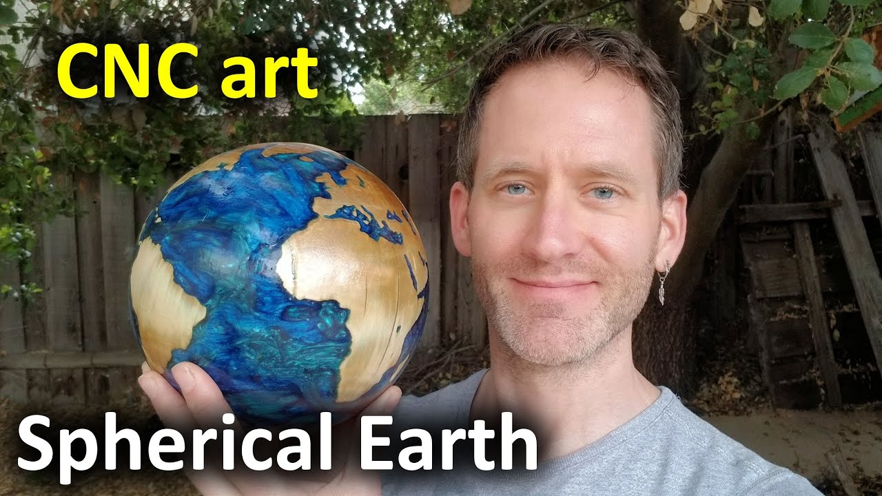 Carving a spherical Earth with epoxy oceans - 4-sided 3D rotary CNC routing with the Shapeoko