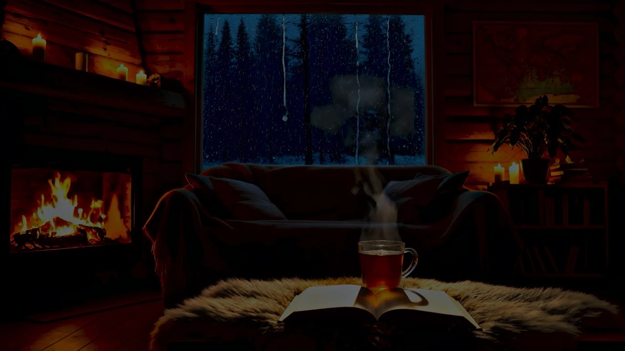 Cozy Cabin Rainstorm 🌧️🔥 Deep Sleep with Crackling Fireplace