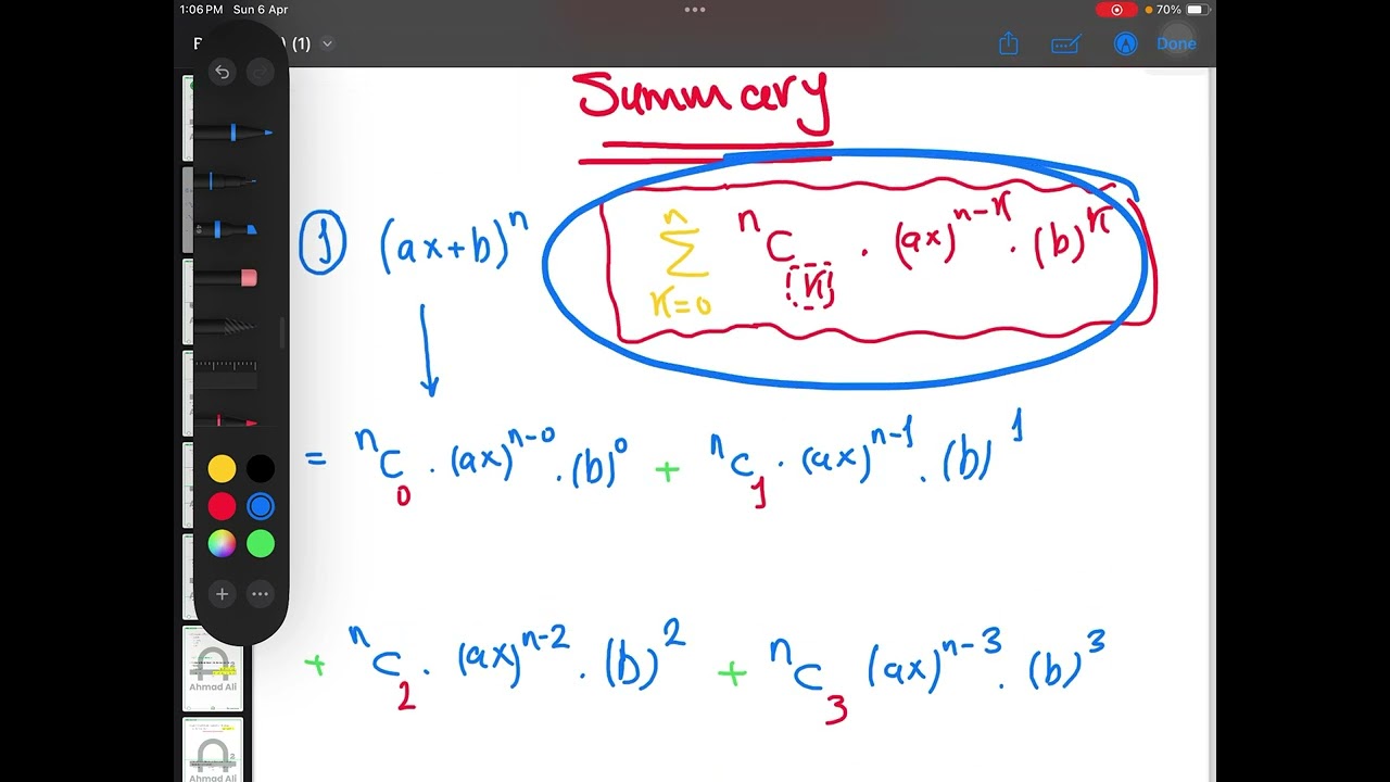 Binomial theorem (Summary) (Part 1) | Algebra | Secondary 3 | Eng/Ahmed Ali