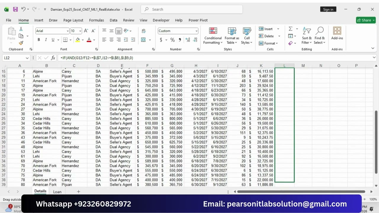 Exp25_Excel_Ch07_ML1_RealEstate | Excel Chapter 7 Grader Mid-Level 1 - Real Estate Company