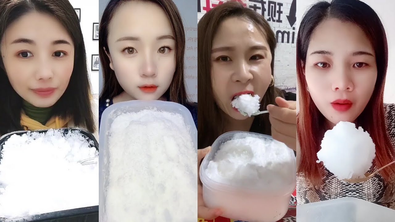 얼음ASMR 얼음먹방 POWDERY SOFT ICE EATING ❄️ WHITE ICE ASMR【咀嚼音】氷を食べる音 SATISFYING MUKBANG
