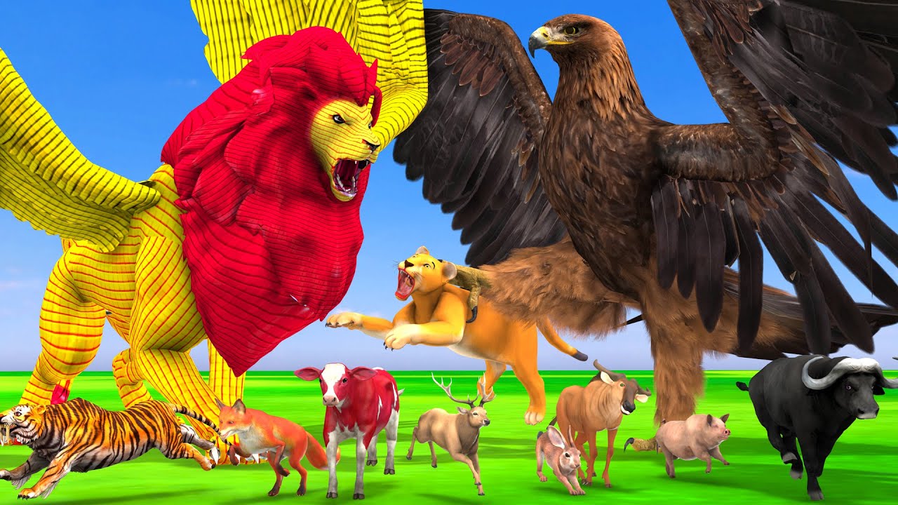 पंखों वाले शेर और बाघ के बीच हमला Pankho Wala Sher vs Eagle - Hindi Kahani - Moral Stories Kahaniyan