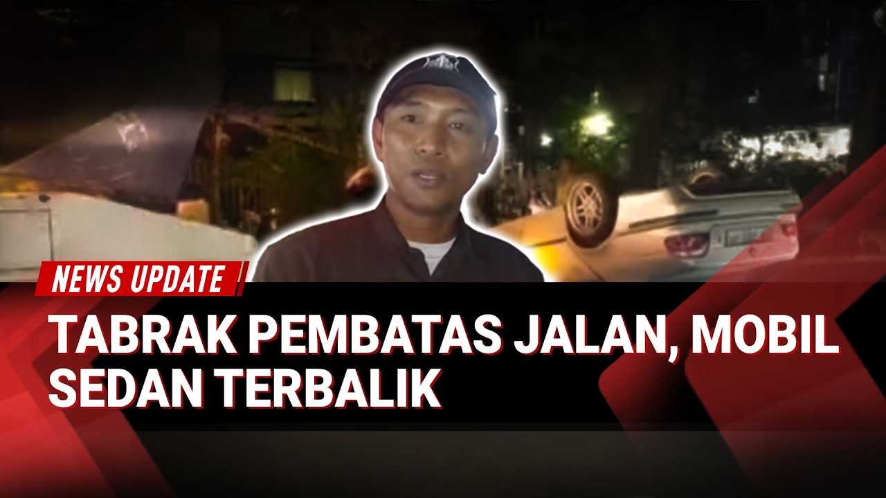 Kecelakaan Tunggal di Tomang, Sedan Terbalik Setelah Hantam Pembatas Jalan