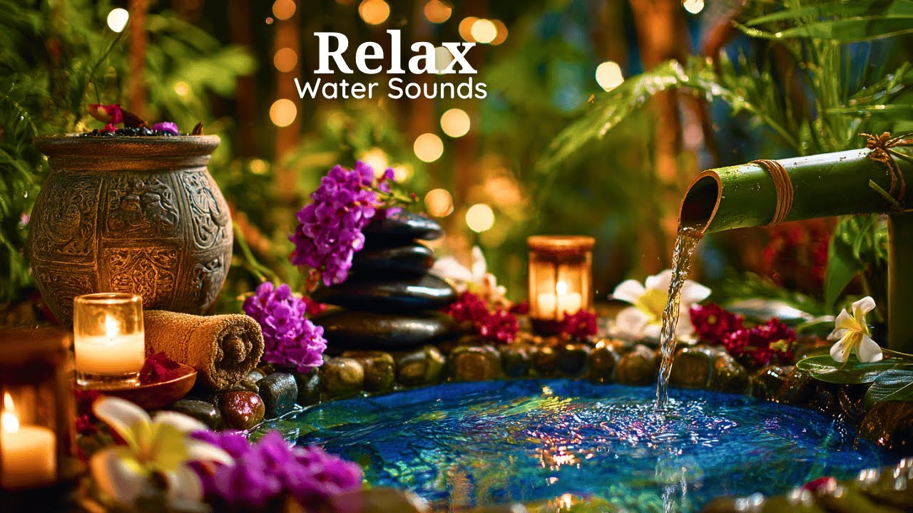 Relaxing Sleep Music + Bamboo Water Sounds 🌿 Relieves Anxiety and Depression, Deep Healing