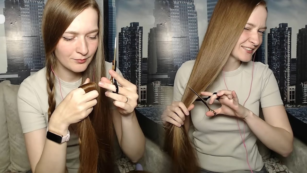 Cutting split ends. Or haircut? 😱 Very long hair stream [en/ru]