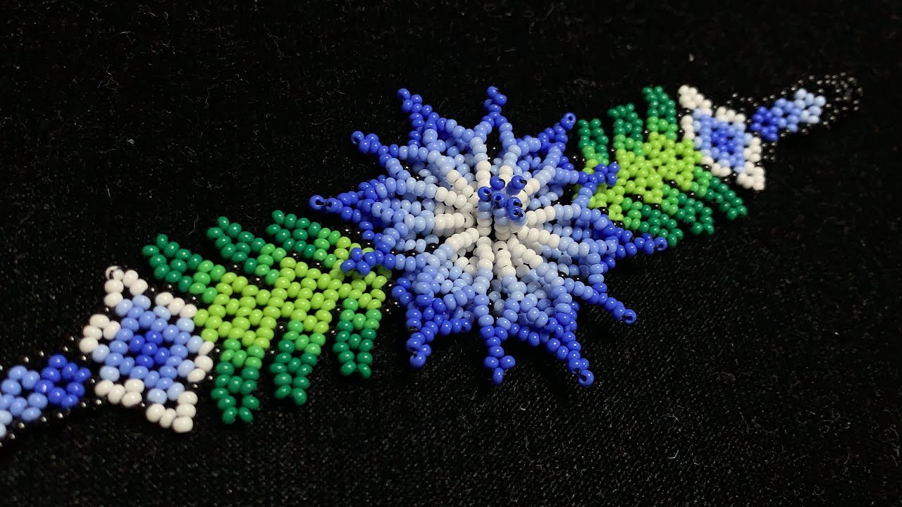 PULSERA HUICHOL FLOR 3D PASO A PASO
